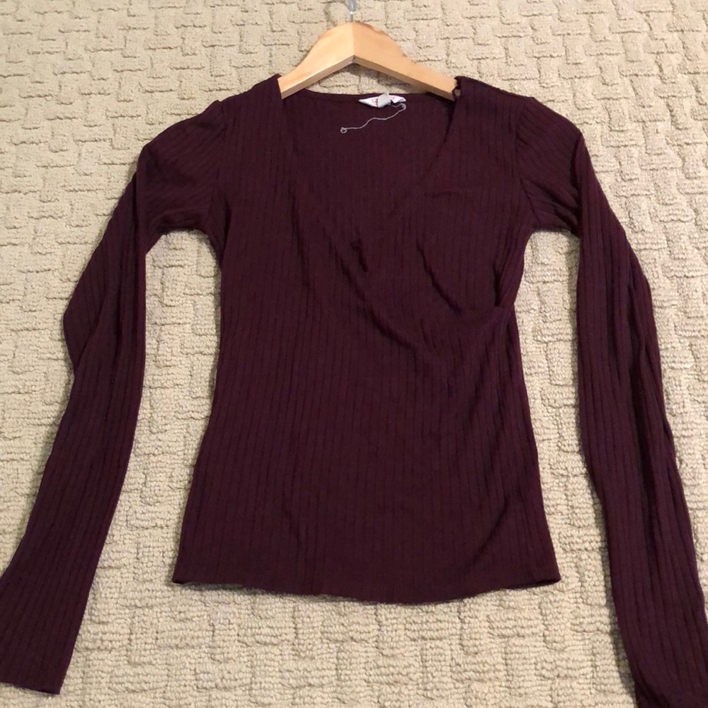 dark red wrap top